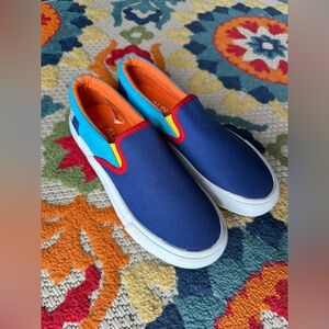 Aldi Colorblock Slip On Sneakers Size 8 Retro Canvas Shoes New
